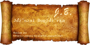 Jászai Boglárka névjegykártya